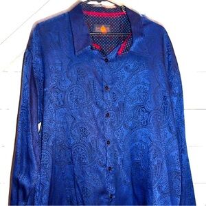 Johnny Matt Men's Deep Blue Paisley Button Down Shirt